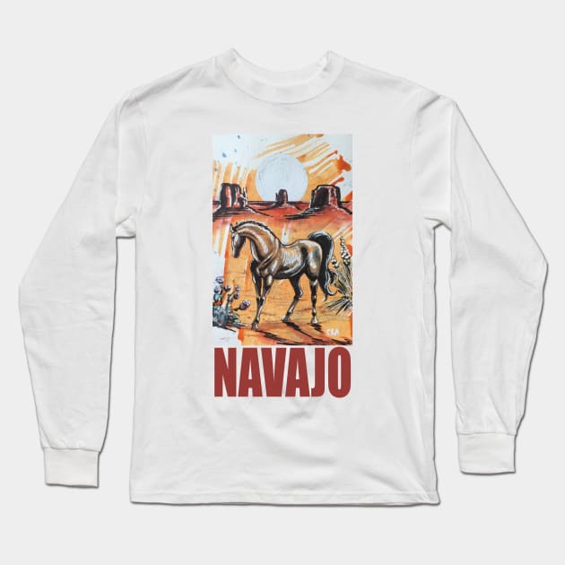 NAVAJO HORSE Long Sleeve T-Shirt by MasterpieceArt